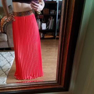 Pleated Tribal Maxi Skirt